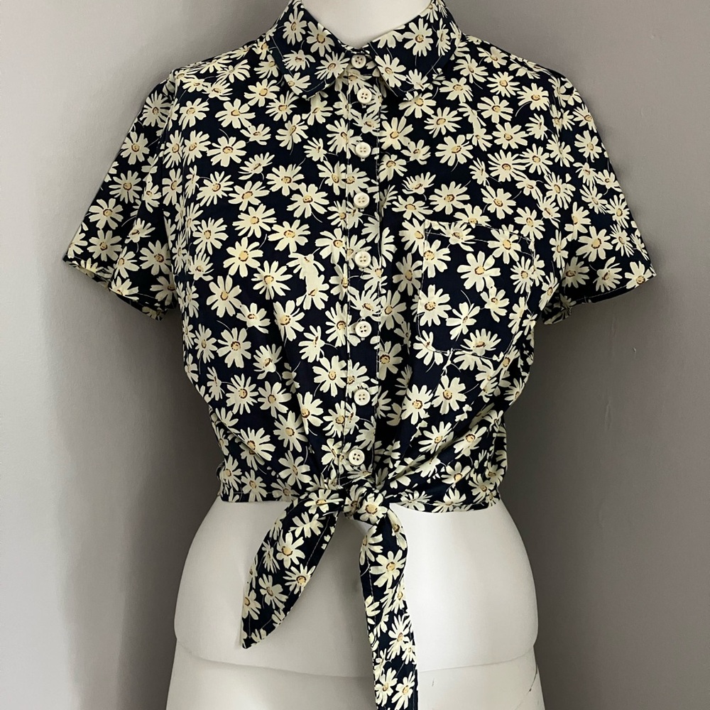 Floral Tie-Front Women's Top